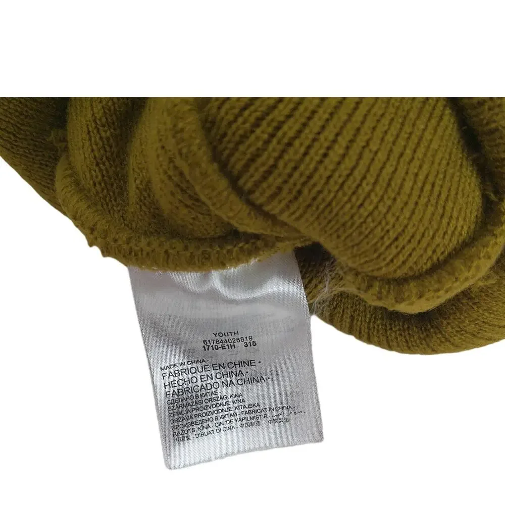 Jordan Youth Cuffed Knit Winter Beanie Hat With Pom Olive Green Size 8